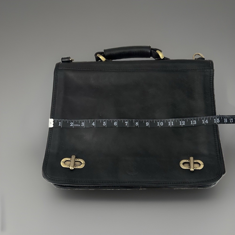 Italian Leather Briefcase Black Made In Italy Laptop Bag Missing Strap GUC - Picture 12 of 13